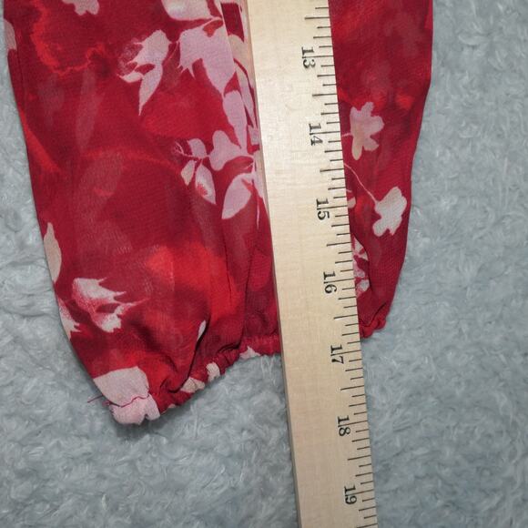 Melonie Maxi Dress Womens 10 Tall Red Floral Lined Tiered Peasant Boho - Picture 11 of 14